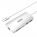 USB3.1 Type-C 鋁金屬多端口集線器，支援PD充電 , 2個USB Type-A + USB Type-C + HDMI + SD/Micro SD 讀卡器 + RJ-45插口 . 																						